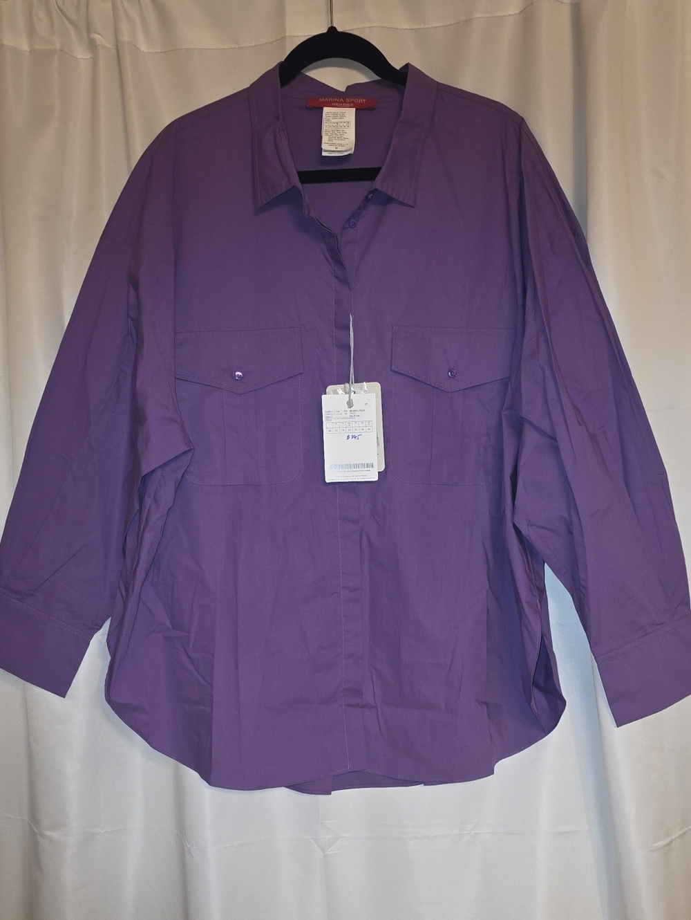 MaxMara-Marina Rinaldi FADO Purple Button-Front Shirt Size 18